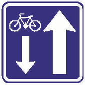 Dopravní značka IP 4c – Jednosměrný provoz s povoleným provozem cyklistů v protisměru