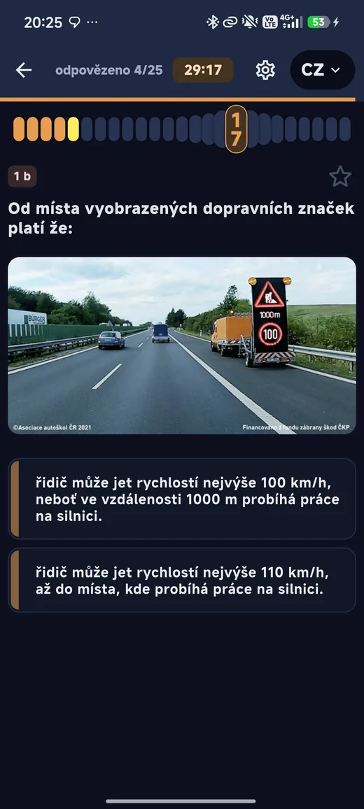 Simulace zkoušky s otázkou s fotografií